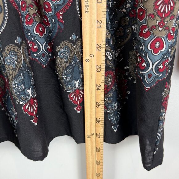 Art And Soul Top Women Small Black Red Paisley Split Neck Long Sleeve Tunic Boho - Picture 7 of 7